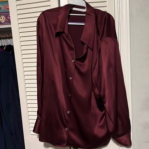Tesori long sleeved silk rich wine color blouse